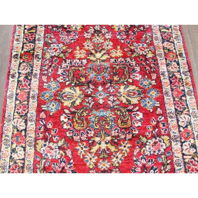 Red Antique Persian Sarouk Runner For Sale - Image 8 of 9