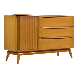 Vintage Restored Solid Maple Heywood Wakefield M-1542 Wheat Tambour Credenza For Sale