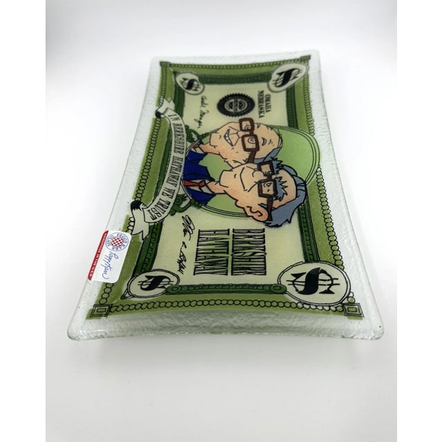 Abstract Berkshire Hathaway Glass Tray, LImited Edition Peggy Karr Fused Glass - Warren Buffet Memorabilia For Sale - Image 3 of 8