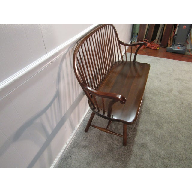 Item 85345: Duckloe solid cherry bow back windsor settee or bench. Age: 1990's. Details: Bow back. Condition: Very clean...