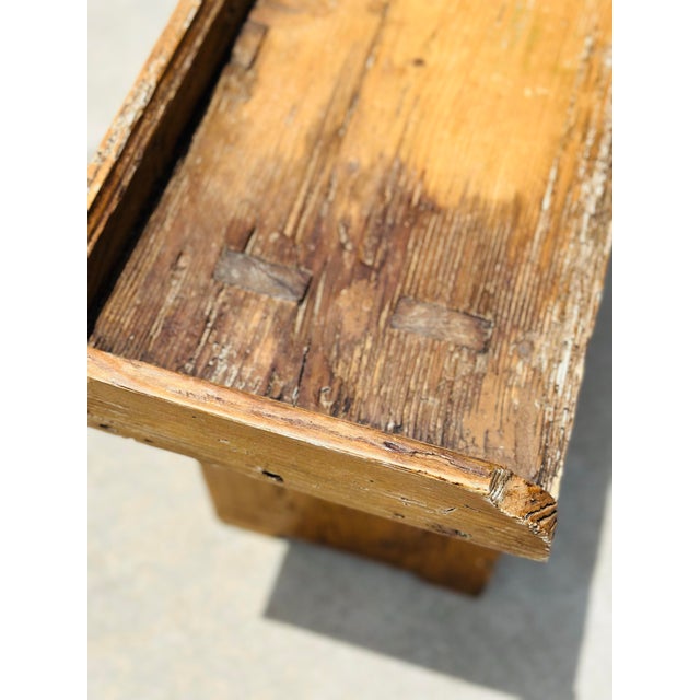 Rustic European Rustic Antique Pine Bench For Sale - Image 3 of 7