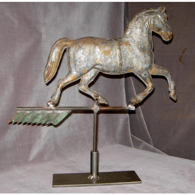 Offered here is a Horse on Arrow Weathervane on stand. The horse is molded and soldered tin on a copper arrow. It stands...
