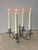 Vintage 1970s, 4-light, hand crafted pewter Candelabra by La Bottega del Peltro. This low candelabra in traditional...