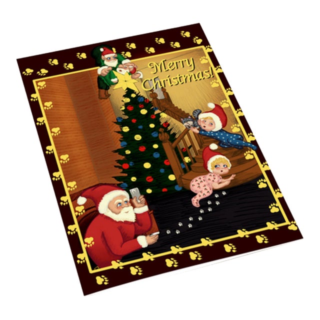 No Milk or Cookies for Santa Christmas Greeting Card, Gold Foil, Artist Signature Alieska & Jose For Sale