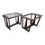 Bassett Industries Mid-Century Walnut and Glass Inset Side Tables, a Pair For Sale