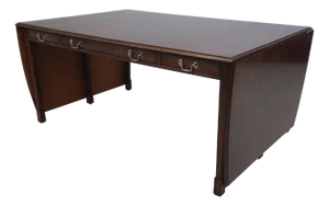 Unusual Mahogany Drop Side Partners Desk Table