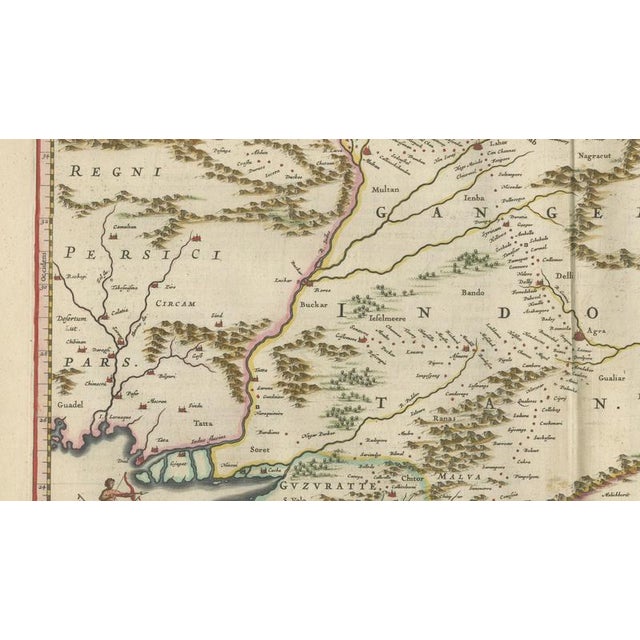 Imperial Mughal India Map from Blaeu, 1642 For Sale - Image 12 of 13