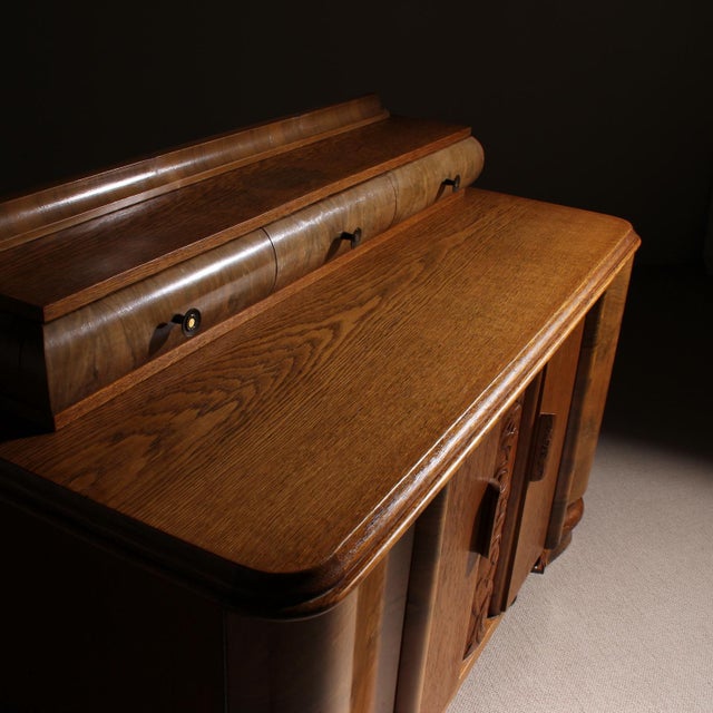 Wood Art Deco Superstructure Sideboard in Oak and Walnut, Germany, 1920s For Sale - Image 7 of 13