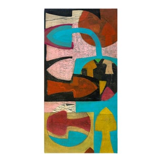 Christiane Corcelle "Open Route I" Acrylic and Collage on Canvas, Colorful Abstract Painting in Teal, Rust and Black, 2026 For Sale