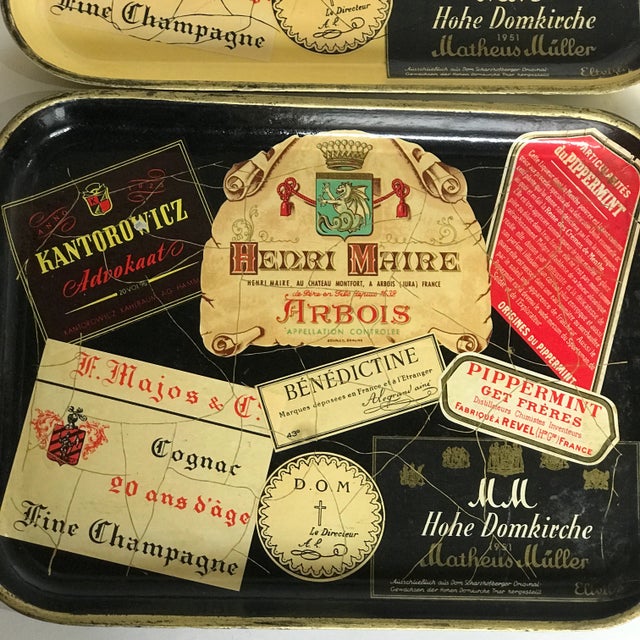 Campaign Vintage Alcohol Proof Serving Trays 1950’s Mid Century a Pair For Sale - Image 3 of 8