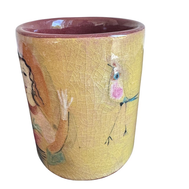 Ceramic Vintage Fillin Figural Studio Pottery Vase With Bird MCM California Art Pottery For Sale - Image 7 of 8