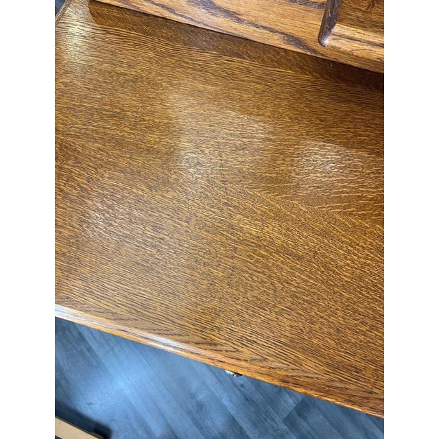 Brown Vintage French Louis Style Oak Dressing Table with Mirror For Sale - Image 8 of 15