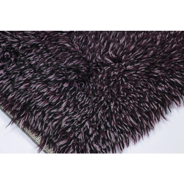 Vintage Swedish Rya Runner in Solid Purple and Ivory Tones - Rug & Kilim For Sale In New York - Image 6 of 9