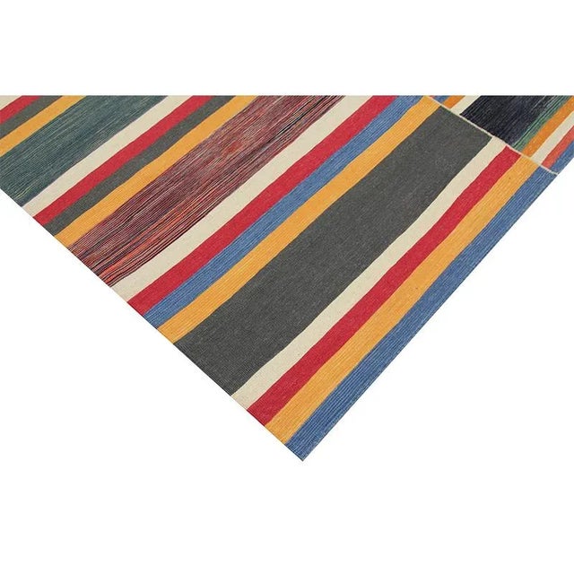 Handwoven Flatweave Stripe Pattern Scandinavian Style Kilim Rug 6'0" X 9'3" For Sale - Image 11 of 12