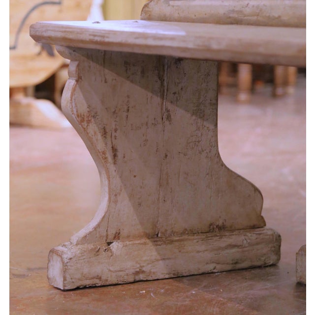 Pair of Mid-Century Italian Carved and Hand-Painted Oak Cassapanca Benches For Sale - Image 11 of 13