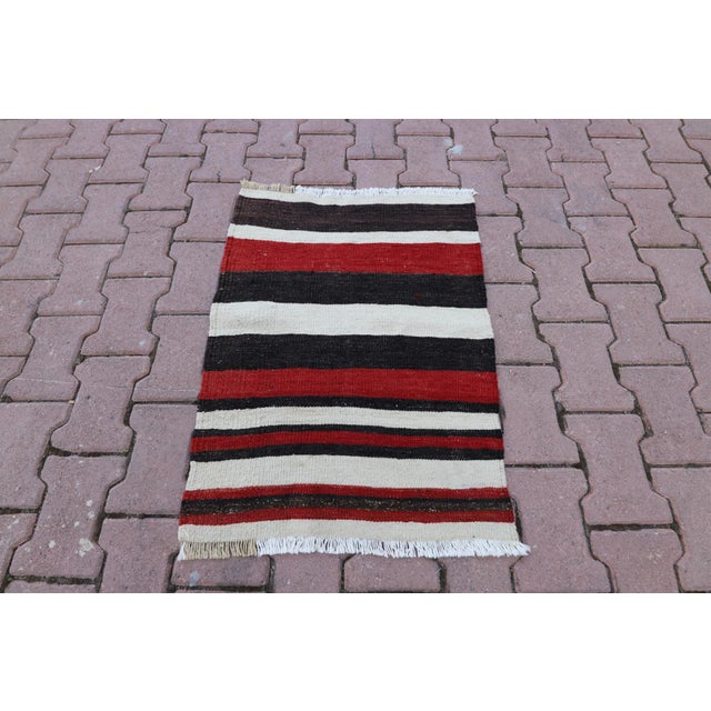 1980s Tribal Red Striped Cappadocia Kilim For Sale - Image 13 of 13