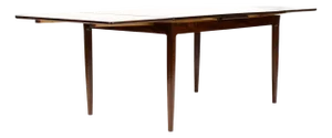 1960s Danish Modern Mid Century Rosewood Dining Table — Rectangular Draw Leaf — Attributed to Axel Christiansen for Aco Mobler