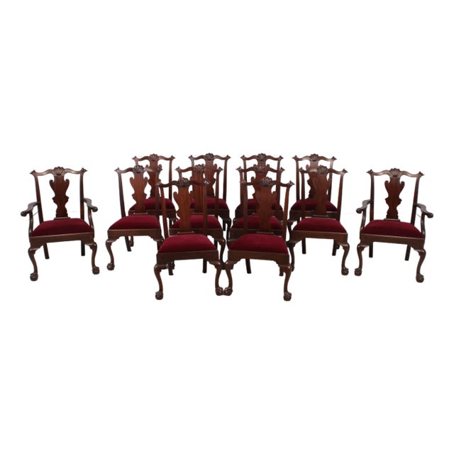 Set of 12 Henkel Harris Clawfoot Mahogany Dining Room Chairs For Sale