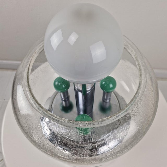 Mid-Century Space Age Italian Table Lamp with Effervescent Bubble Glass, 1970s For Sale - Image 11 of 17