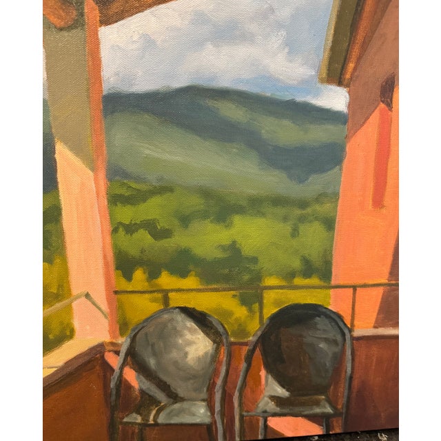 This was painted from a place I visited many times in Tuscany. A hilltop village, Montestigliano, which is an agritourismo...