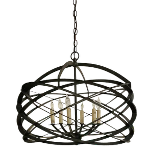 Currey & Co. Modern Geometric Black Metal Horatio Chandelier