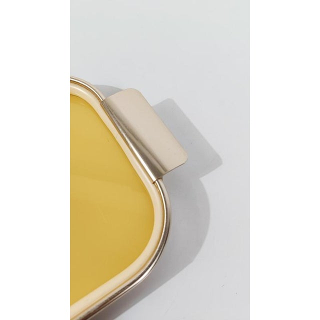Mid 20th Century Italian Tray in Gilt Aluminum and Butter Yellow Glass, 1960s For Sale - Image 11 of 18