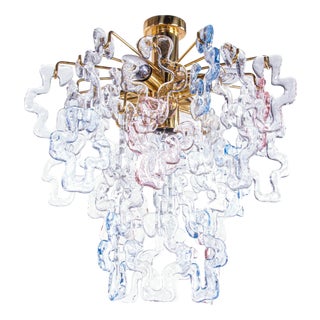 Murano Glass and Brass Flush Mount Glass from Kalmar, 1960s For Sale