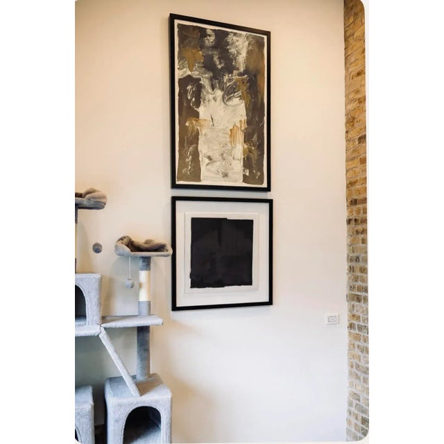 Mid-Century Abstract Painting in Brown, Black and White, Framed, 31.25” X 20.75” For Sale - Image 6 of 6