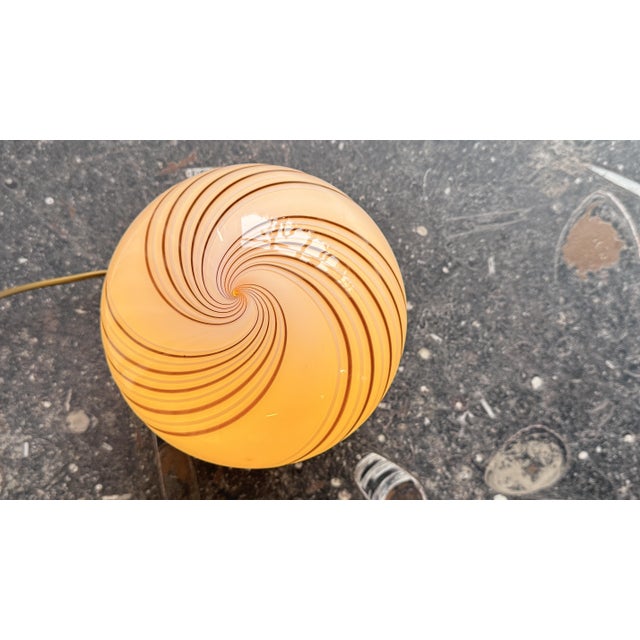 Brown Mid-Century Swirl Murano Glass Table Lamp attributed to Zonca, Italy, 1970s For Sale - Image 8 of 18