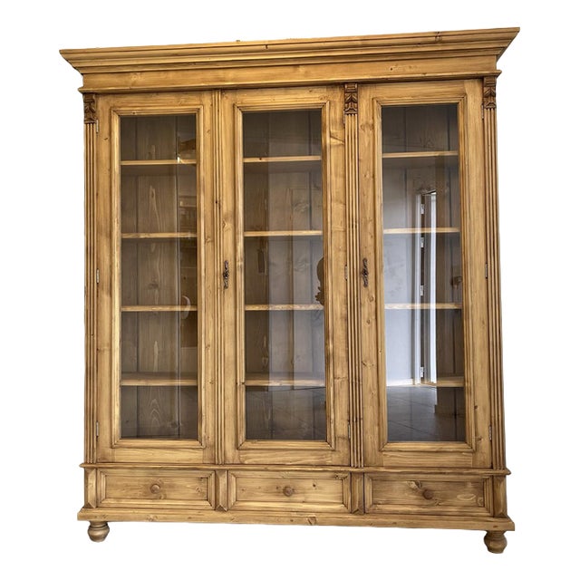 Vintage Natural Wood Bookcase For Sale