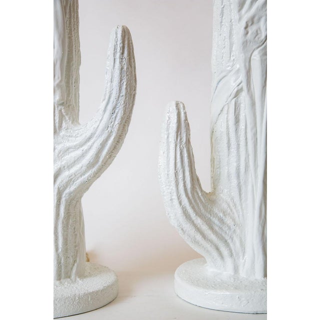 Modern Vintage Plaster of Paris Table Lamps in Cactus Form Pair Of, 1970's For Sale - Image 3 of 9