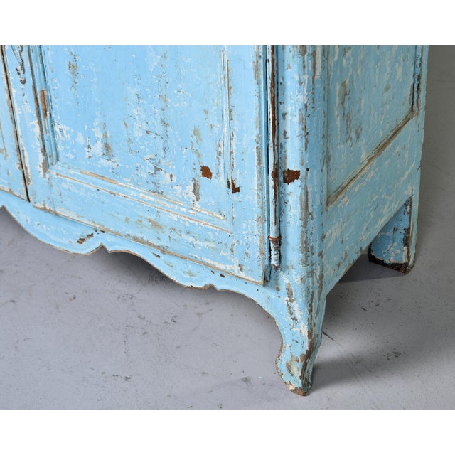 Wood French Provincial Louis XV Style Blue-Painted Two-Door Buffet For Sale - Image 7 of 13