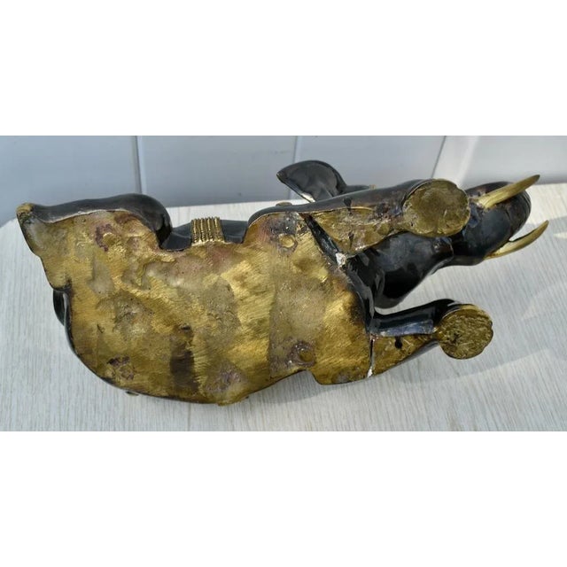 Vintage Thai Ornate Two Tone Bronze Elephant Statue For Sale - Image 12 of 12