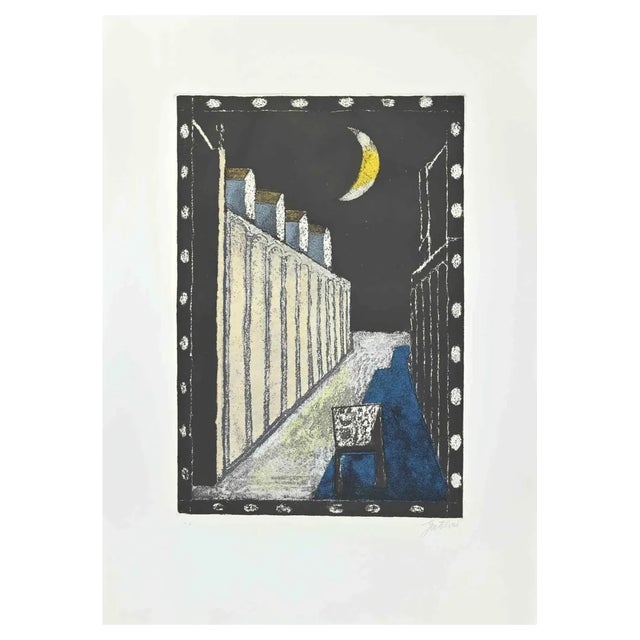 Franco Gentilini, The Moon, Etching and Aquatint, 1970s For Sale