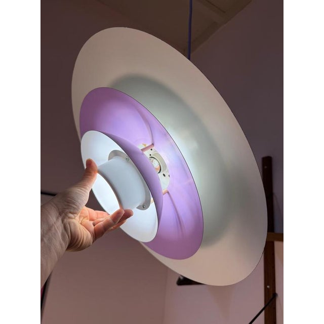 White and Purple Louvered Lamp by Formlight, 1970s, Metal For Sale - Image 6 of 11