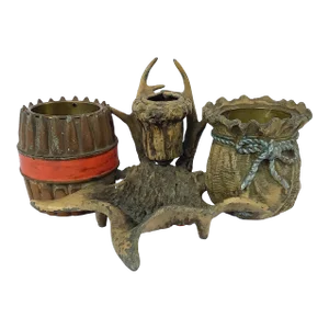 Circa 1930s Cast Iron Faux Antler Pipe Holder