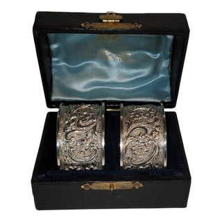 1920s Pair of Gaydon & Sons Sterling Silver Napkin Holders For Sale