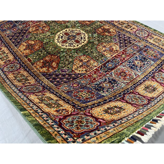 Green Mamluk Natural Dye Wool Rug, 5'2" X 6'11" For Sale - Image 10 of 15