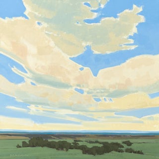 O Precious Thought by Michael Magrin | Oil on linen Landscape with clouds and distant hills For Sale