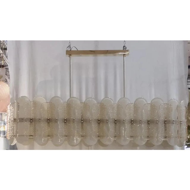 Metal Mid-Century Rectangular Champagne Colored Chandelier in Murano Glass, 2000s For Sale - Image 7 of 10