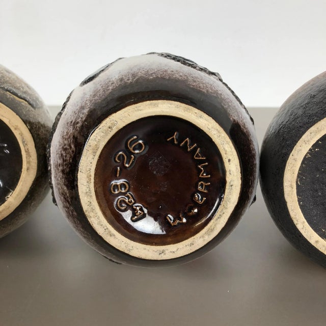 German Fat Lava Vienna Vases from Scheurich, 1970s, Set of 3 For Sale - Image 15 of 16