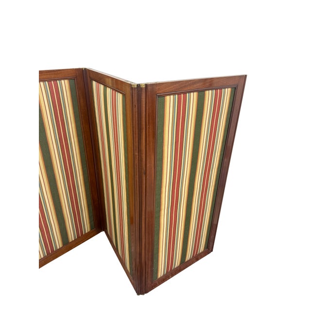 Louis XVI Upholstered Mahogany 3-Panel Room Divider with Mechanism by L. Moreau, 1780s For Sale - Image 4 of 12