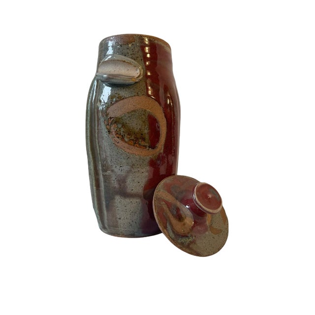Mid 20th Century Mid-Century Artisan Ceramic Glazed Lidded Vessel Singed For Sale - Image 5 of 13