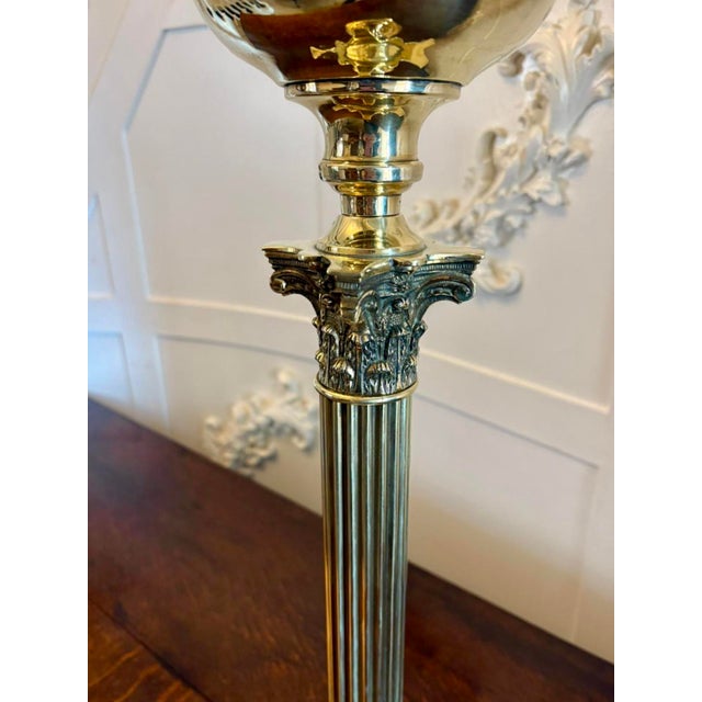 Antique Victorian Brass Oil Lamp, 1880 For Sale - Image 4 of 11