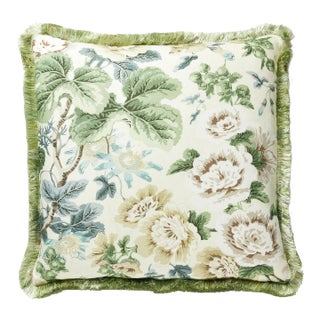 The House of Scalamandré Highgrove Linen Print Pillow, Rich Cream For Sale