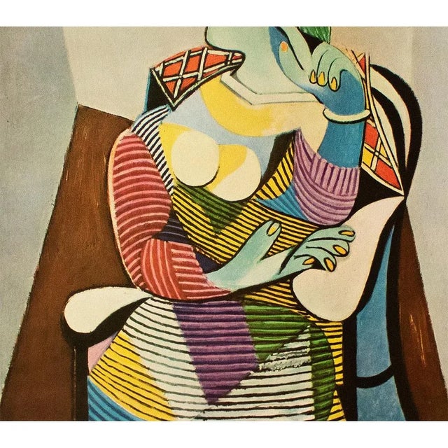 Pablo Picasso 1954 After Pablo Picasso "Woman With a Hat", Period First Italian Edition Offset Lithograph For Sale - Image 4 of 13