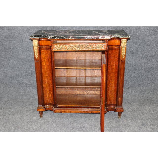 French French Louis XVI Maison Forest Marble Top Cabinet With Inset Chinoiserie Panels For Sale - Image 3 of 12