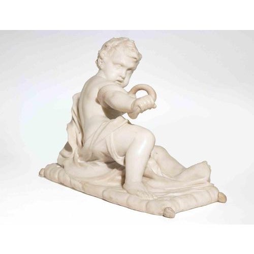19th Century Carved Marble Figure of a Putto with Serpent For Sale - Image 5 of 11