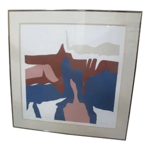 Abstract Mid Century Modern Signed Limited Edition Landscape Canyons Print