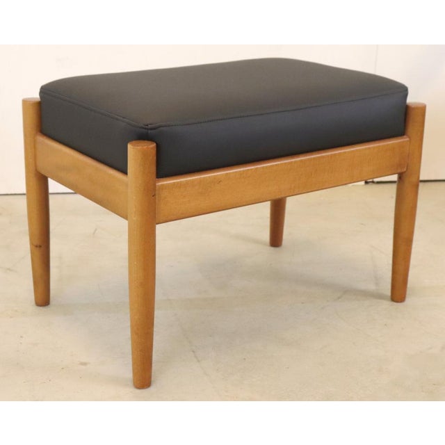 Mid-Century Danish Footstool in Leather and Wood For Sale - Image 9 of 9